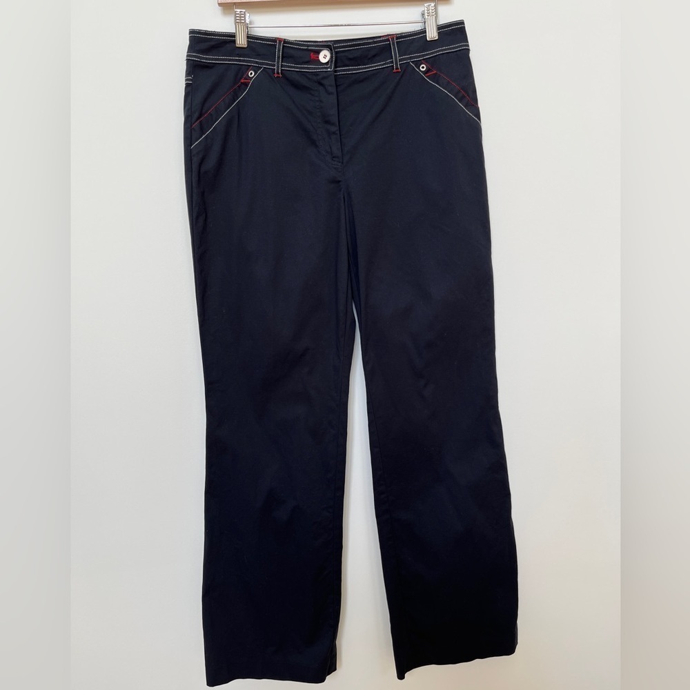 CONRAD C Collection Black Wide Leg Pant Accent Stitching Summer Nautical Chic